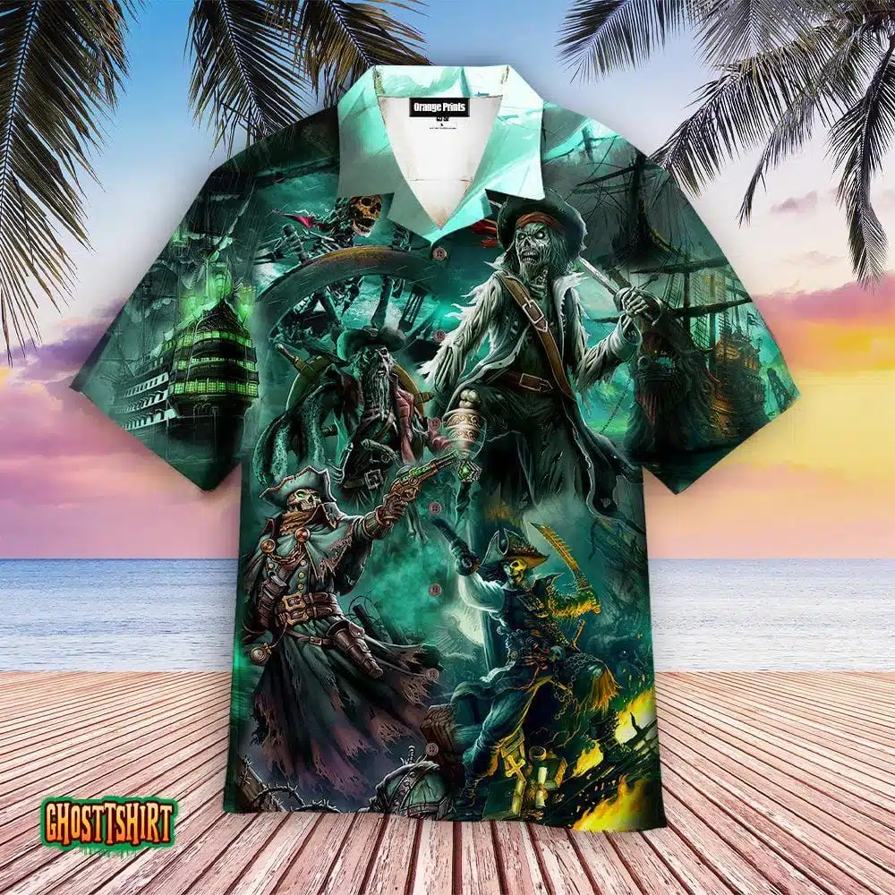 Skull Pirates And Ghost Ships Aloha Hawaiian Shirt