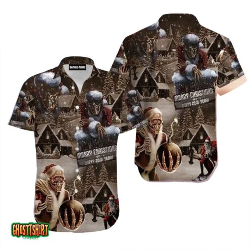 Skull Santa Claus Merry Christmas And Happy New Year Aloha Hawaiian Shirt