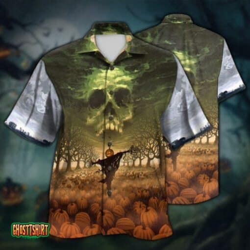 Skull Sky Pumpkin Halloween Aloha Hawaiian Shirt