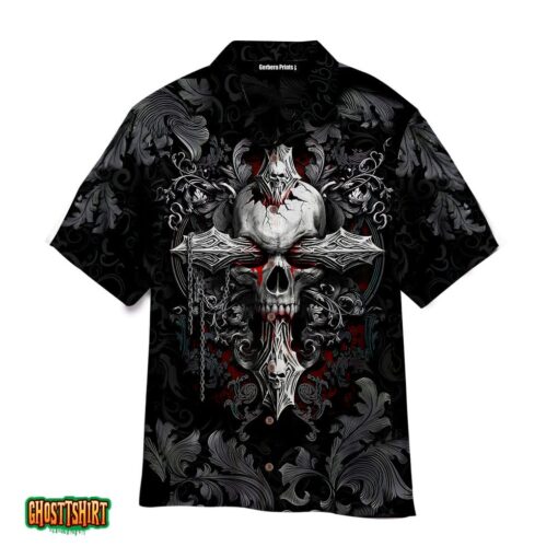Skull Tropical Black V2 Aloha Hawaii Shirt