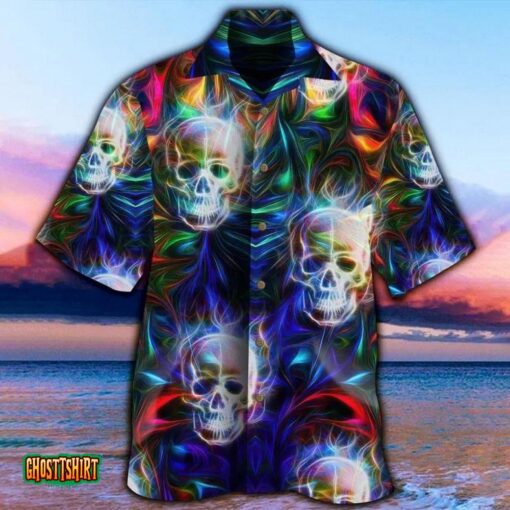 Skull Tropical Colourful Aloha Hawaii Shirt For Men Women