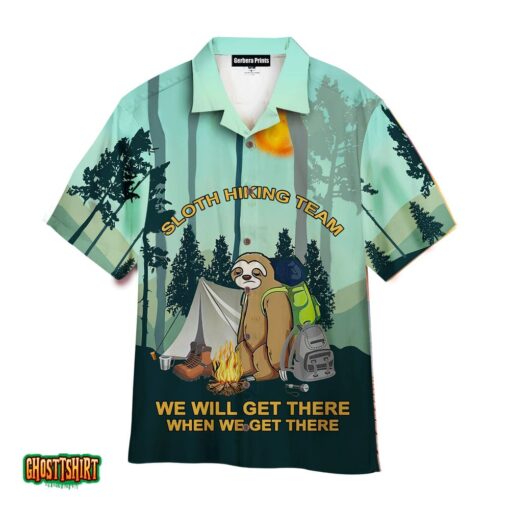 Sloth Hiking Team Camping In The Forest Aloha Hawaiian Shirt