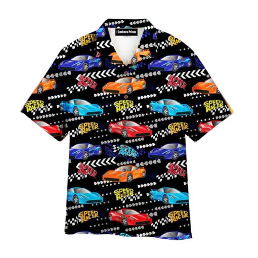 Speed Racer Car On Grunge Cracked Shape Aloha Hawaiian Shirt