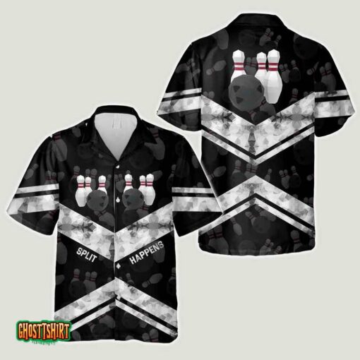 Split Happens – Bowling Black Aloha Hawaiian Shirt