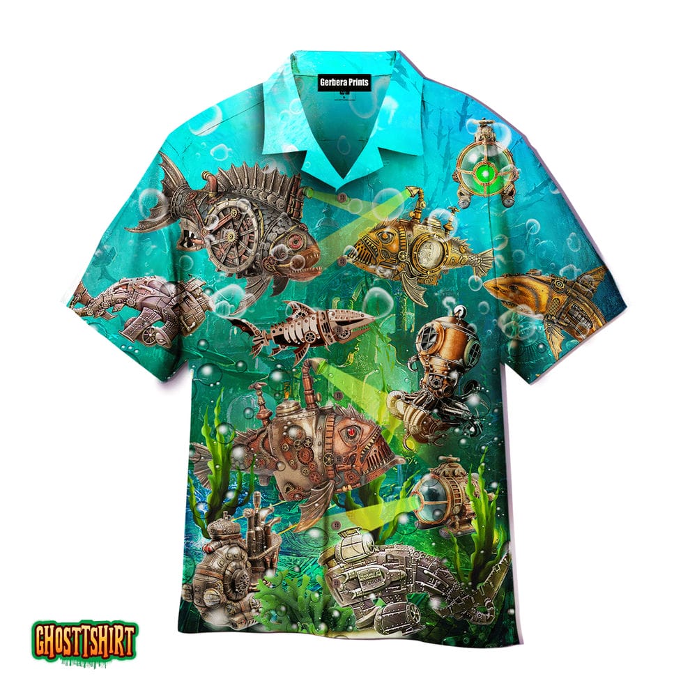 Steampunk Fishes Under The Ocean Aloha Hawaiian Shirt