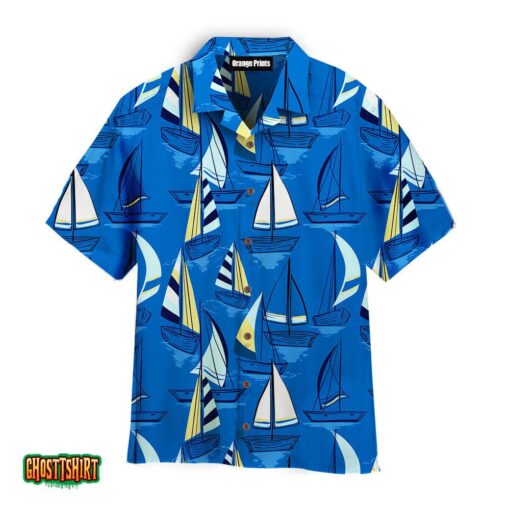 Summer Sailboat Pattern Aloha Hawaiian Shirt