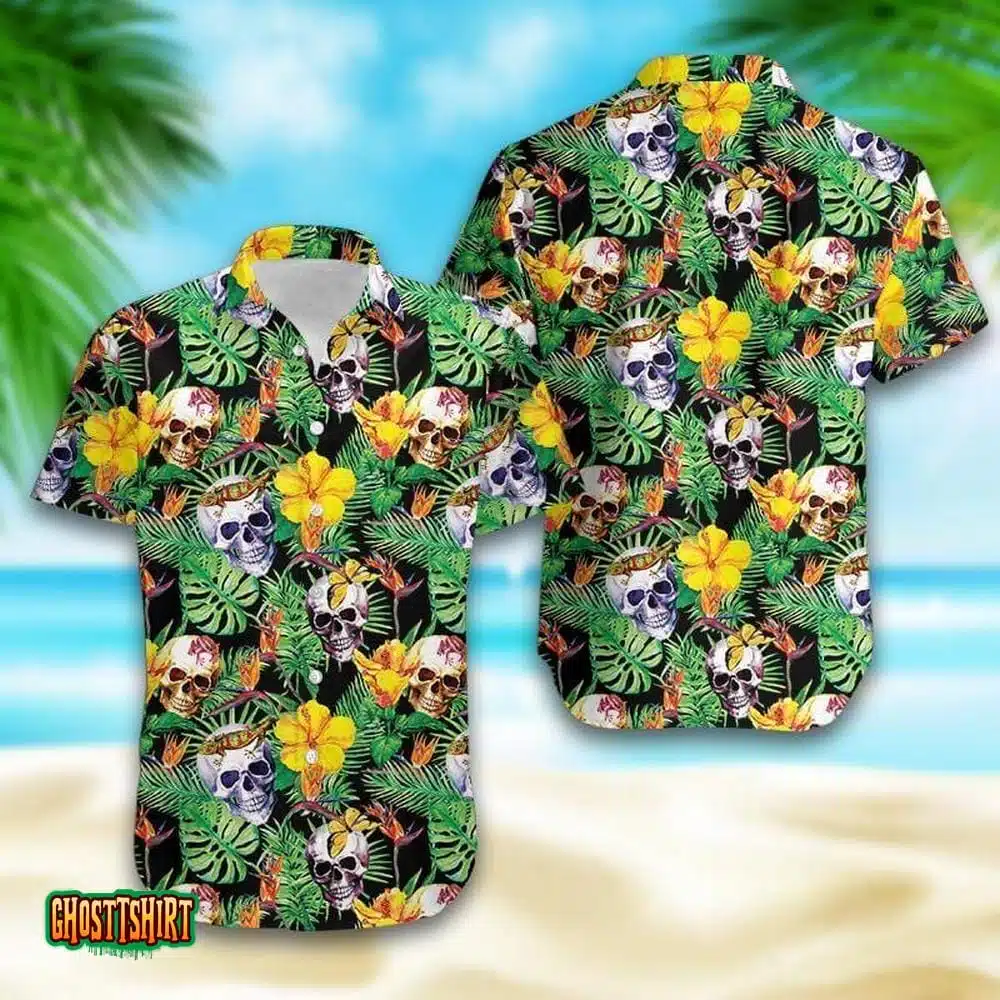 Summer Vibe Skull Bali Tropical Aloha Hawaiian Shirt