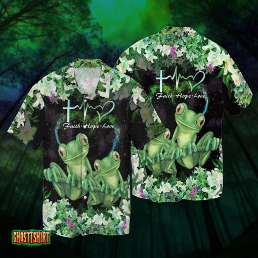 Sweet Love Frog Green Aloha Hawaiian Shirt