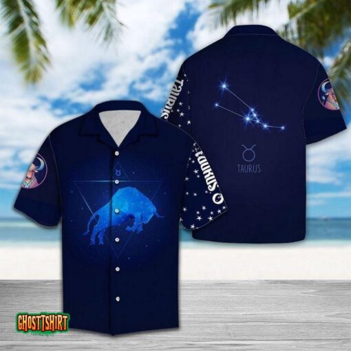 Taurus Horoscope Blue Aloha Hawaiian Shirt