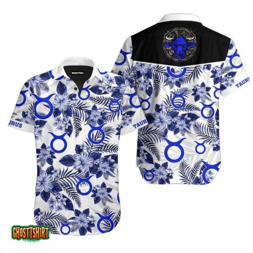 Taurus Horoscope White Aloha Hawaiian Shirt