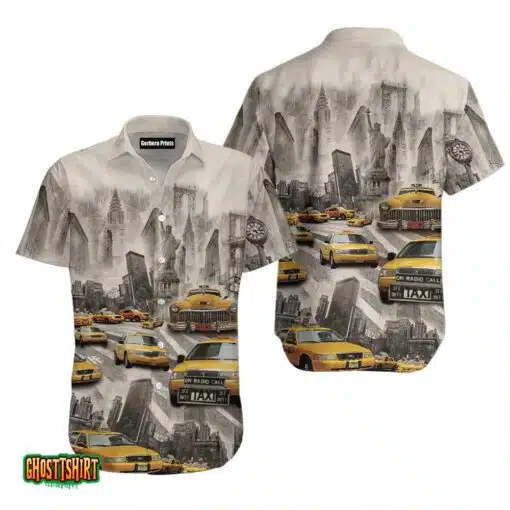 Taxicab Tropical Grey Aloha Hawaiian Shirt