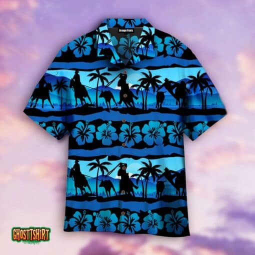 Team Roping Palm Floral Aloha Hawaiian Shirt