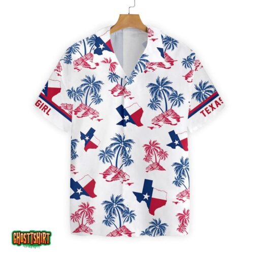 Texas Flag And Palm Tree Pattern Texas Girl Aloha Hawaiian Shirt