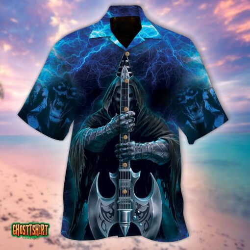 The Death Scepter Blue Thunder Skulls Aloha Hawaiian Shirt
