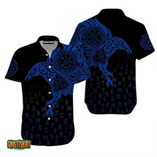 The Raven of Odin Vikings Eagle Black And Blue Aloha Hawaiian Shirt