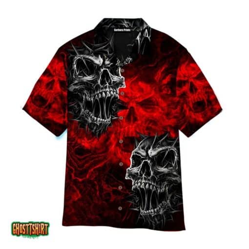 The Red Skull Halloween Aloha Hawaiian Shirt