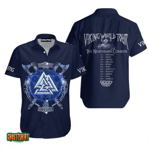 The Viking World Tour Dark Blue Aloha Hawaiian Shirt