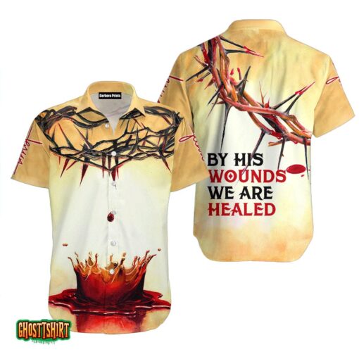 Thorns And Blood Jesus Catholic Yellow And White Aloha Hawaiian Shirt