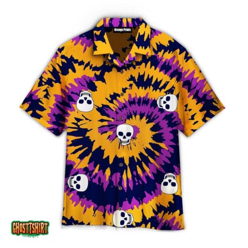 Tie Dye With Skull Pattern Aloha Hawaiian Shirt