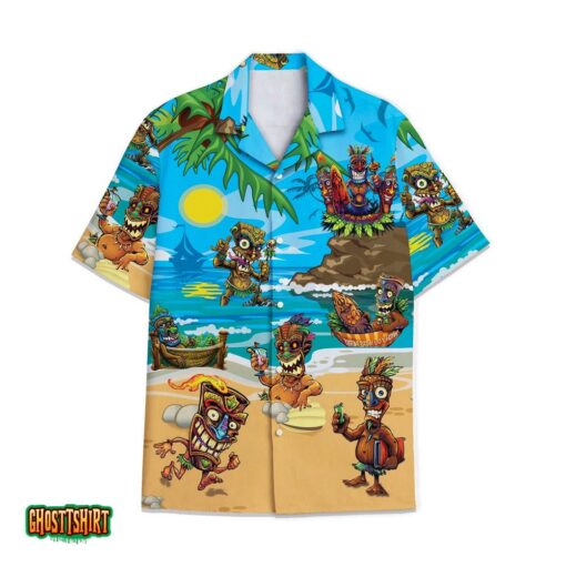 Tiki Blue Sky Aloha Hawaiian Shirt