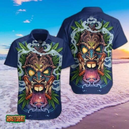 Tiki Head Hawaiians Navy Awesome Design Aloha Hawaiian Shirt