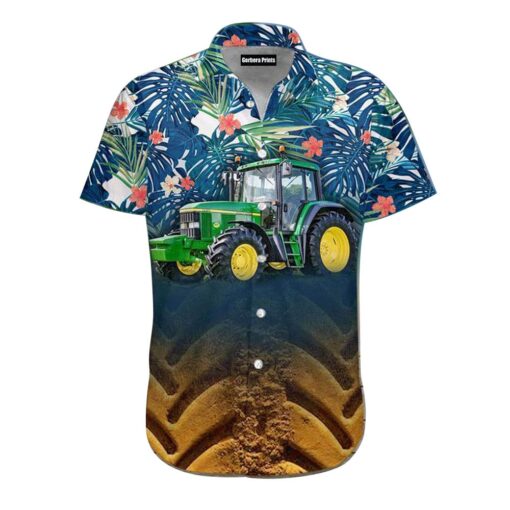 Tractor Blue Leaf Aloha Hawaiian Shirt