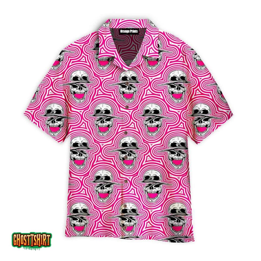 Trippy Screaming Glitched Skulls Pattern Aloha Hawaiian Shirt