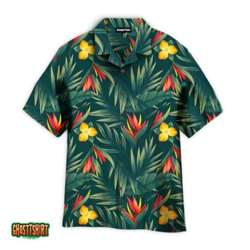 Tropical Leaves And Flowers Pattern Aloha Hawaii Shirt For Men Women