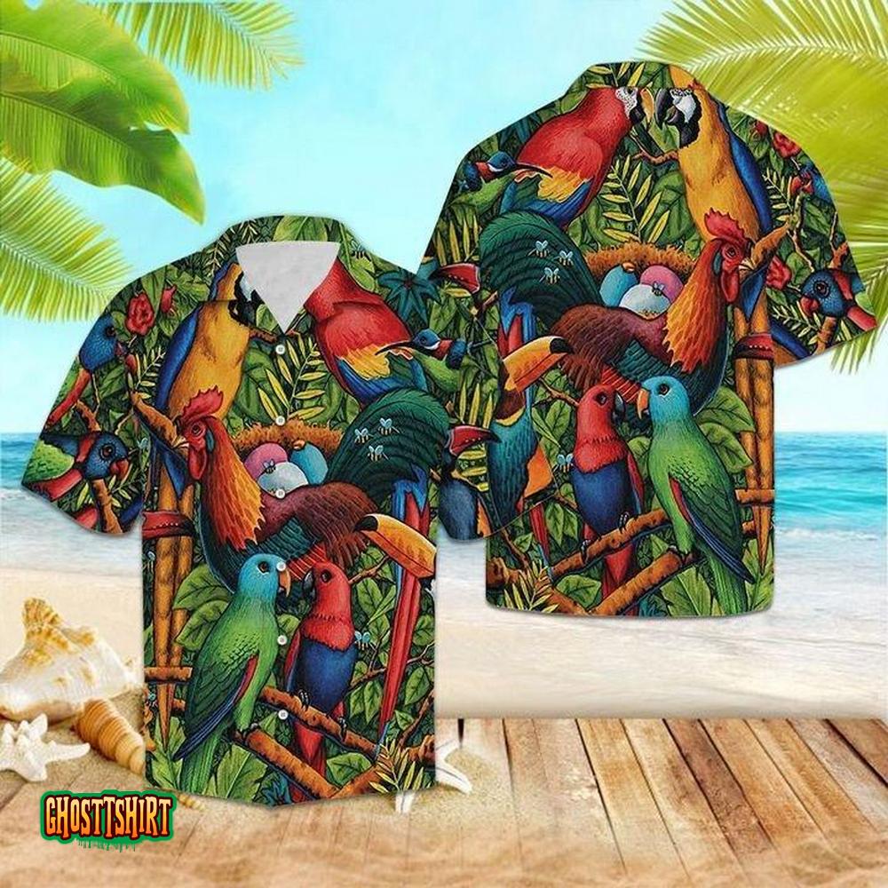 Tropical Parrot Colourful Aloha Hawaiian Shirt