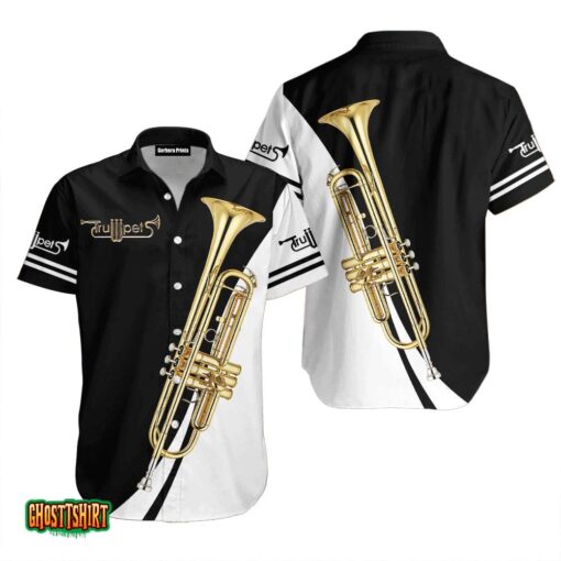 Trumpet Music Black And White Aloha Hawaiian Shirt