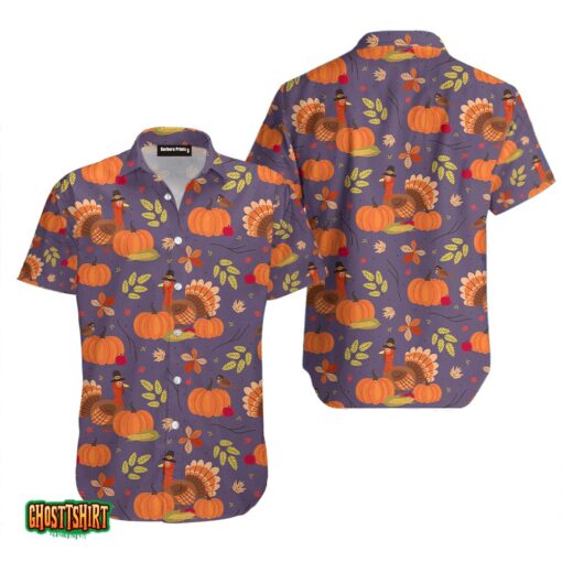 Turkey On Thanksgiving Purple Aloha Hawaiian Shirt
