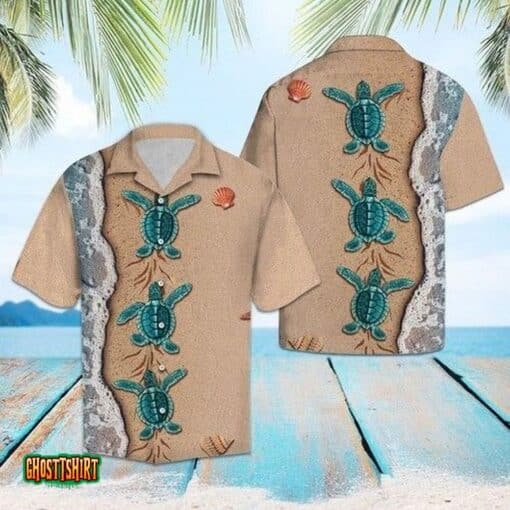 Turtle Beach Brown Aloha Hawaiian Shirt