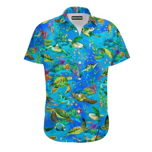 Turtle Blue On The Beach Aloha Hawaiian Shirt