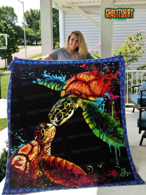 Turtle Couple Quilt Blanket