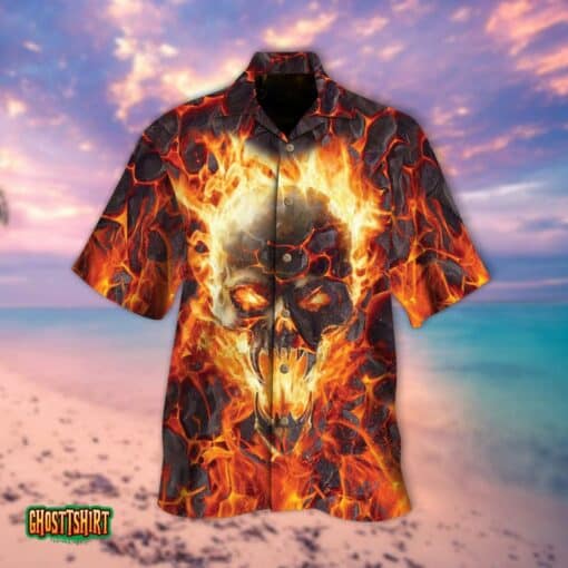 Twins Lava Fire Skull Halloween Aloha Hawaiian Shirt