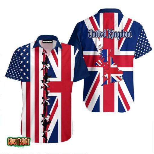 United Kingdom Flag Gerbera Aloha Hawaiian Shirt