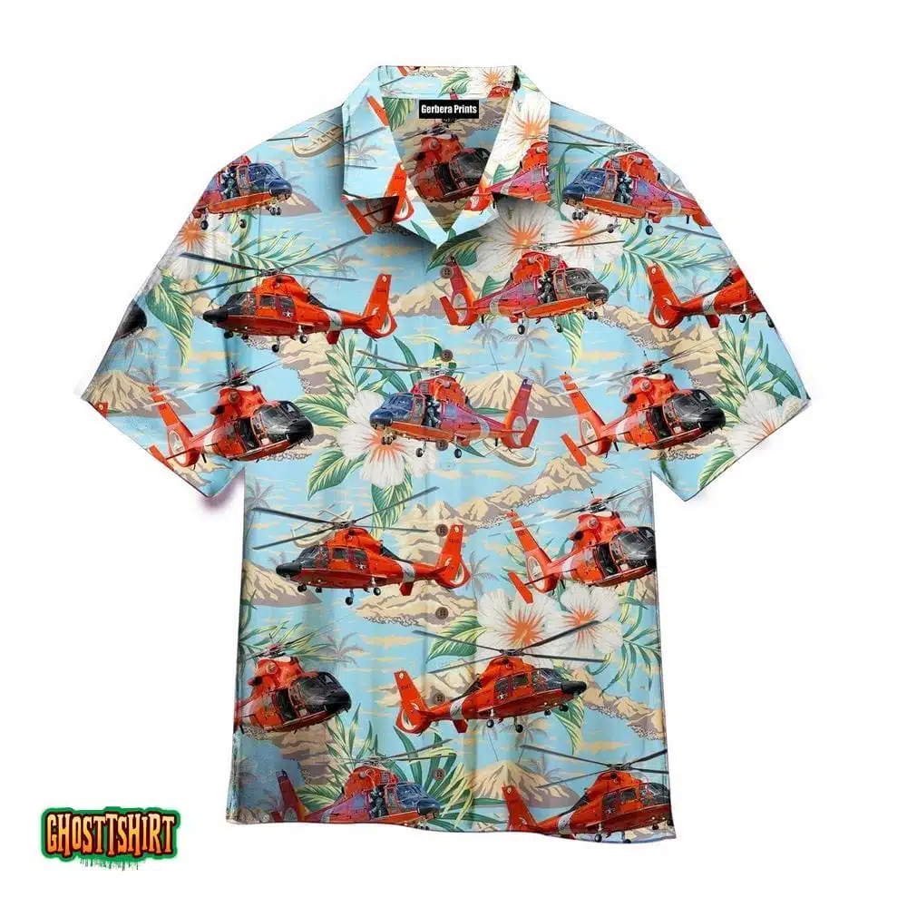 U.S. Coast Guard Helicopter Rescue Swimmer MH-65 Hawaiian Shirt