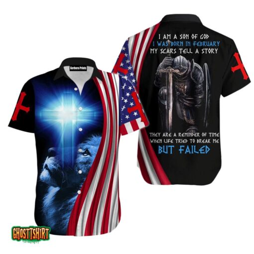 US February Guy Lion Cross Aloha Hawaiian Shirt