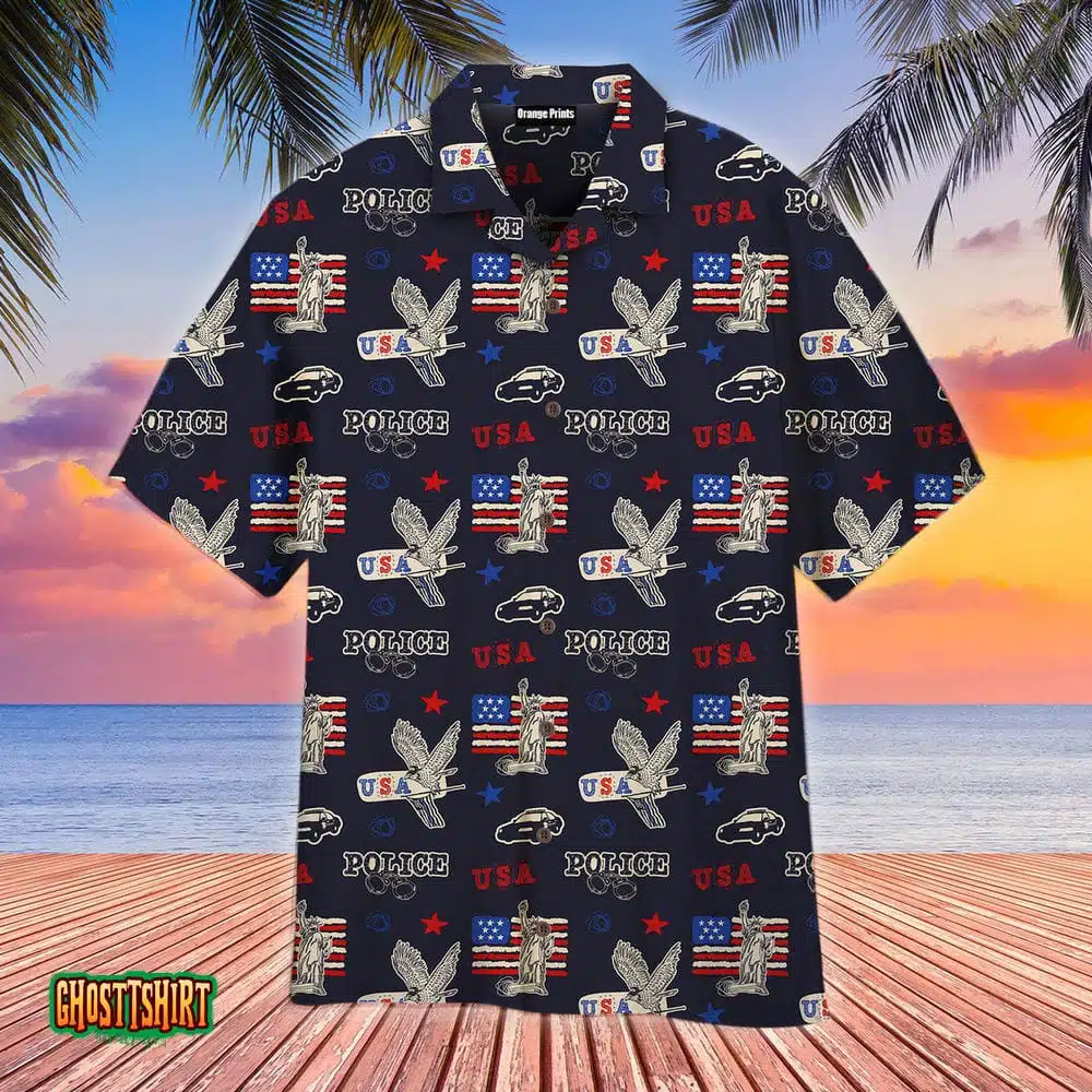 US Police Flag Aloha Hawaiian Shirt