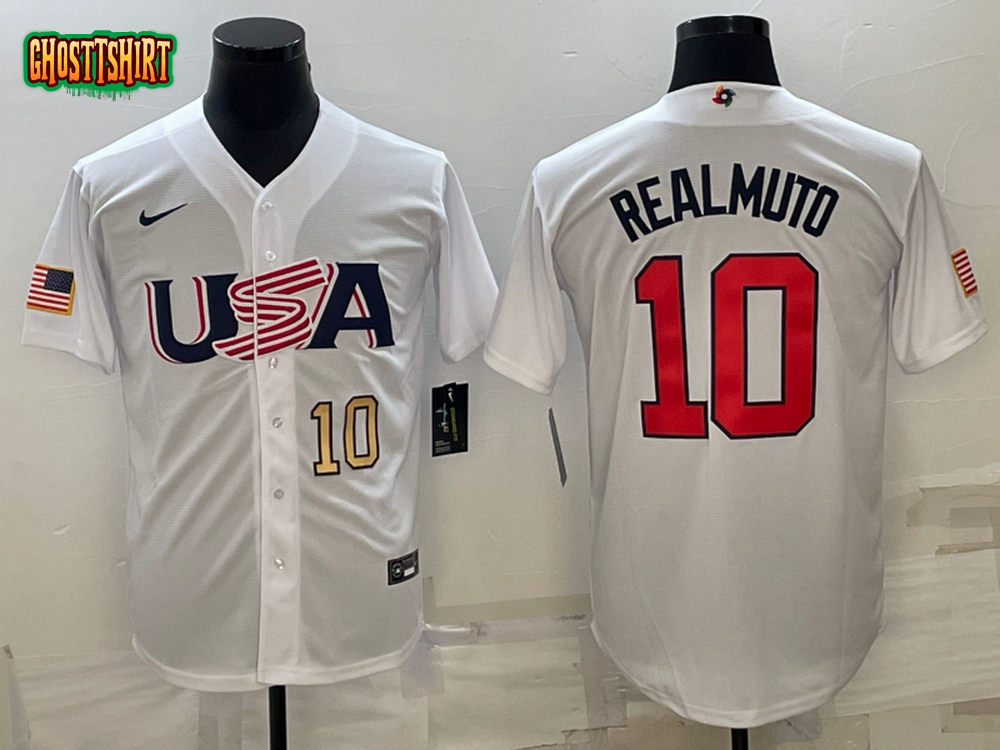 USA J.T. Realmuto White Gold 2023 World Baseball Classic Jersey