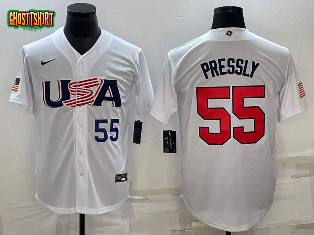 USA Ryan Pressly White Navy 2023 World Baseball Classic Jersey