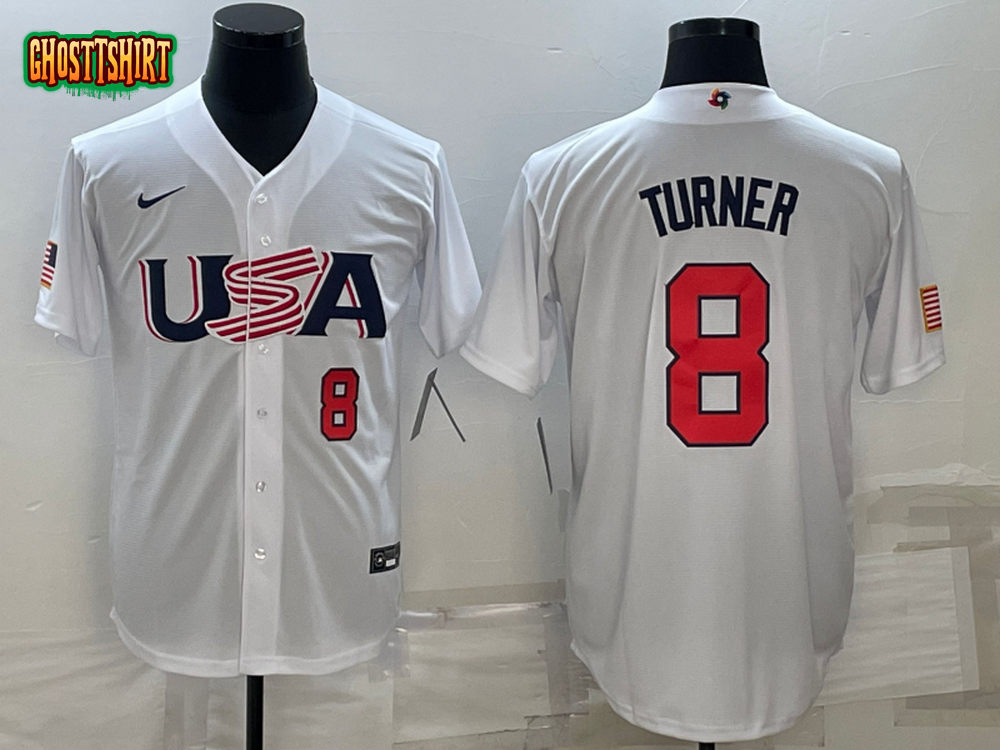 USA Trea Turner White Red 2023 World Baseball Classic Jersey