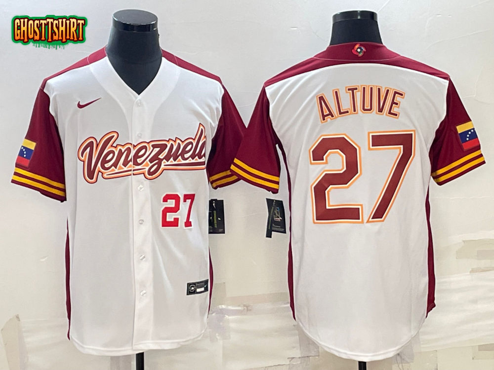 Venezuela Jose Altuve White Red 2023 World Baseball Classic Jersey