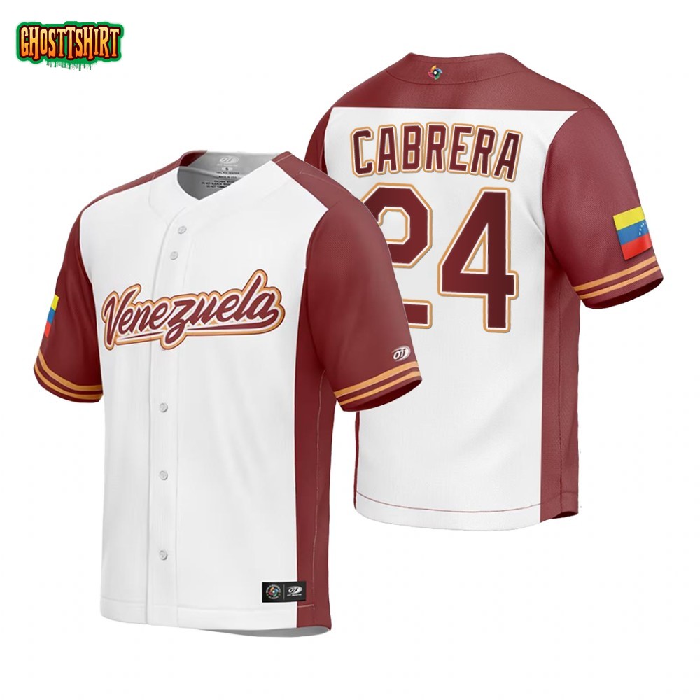 Venezuela Miguel Cabrera White Replica 2023 World Baseball Classic Jersey