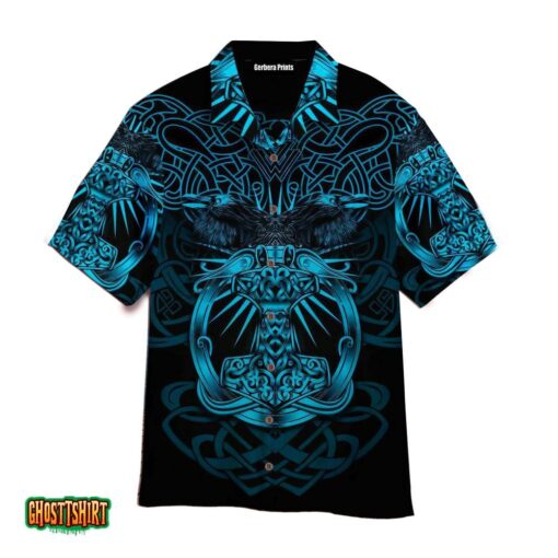 Viking Blue And Black Aloha Hawaii Shirt For Men Women