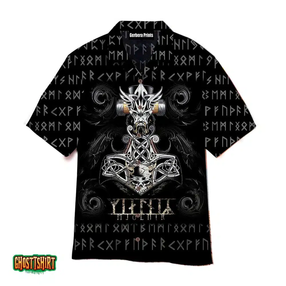 Viking Tattoo Black Aloha Hawaii Shirt For Men Women