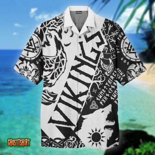 Viking Tattoo Black And White Aloha Hawaiian Shirt