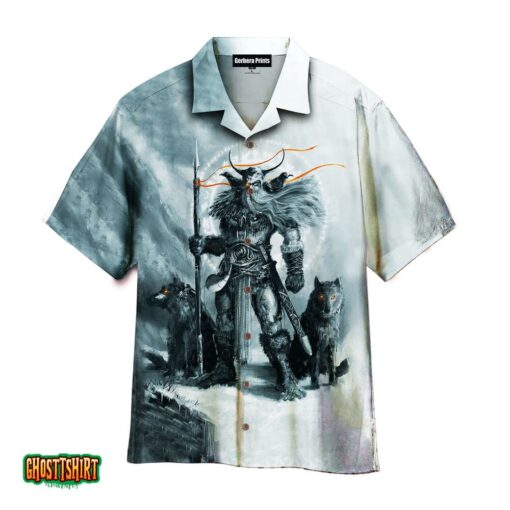 Viking Wolf And Bull Demon Lord White Aloha Hawaiian Shirt