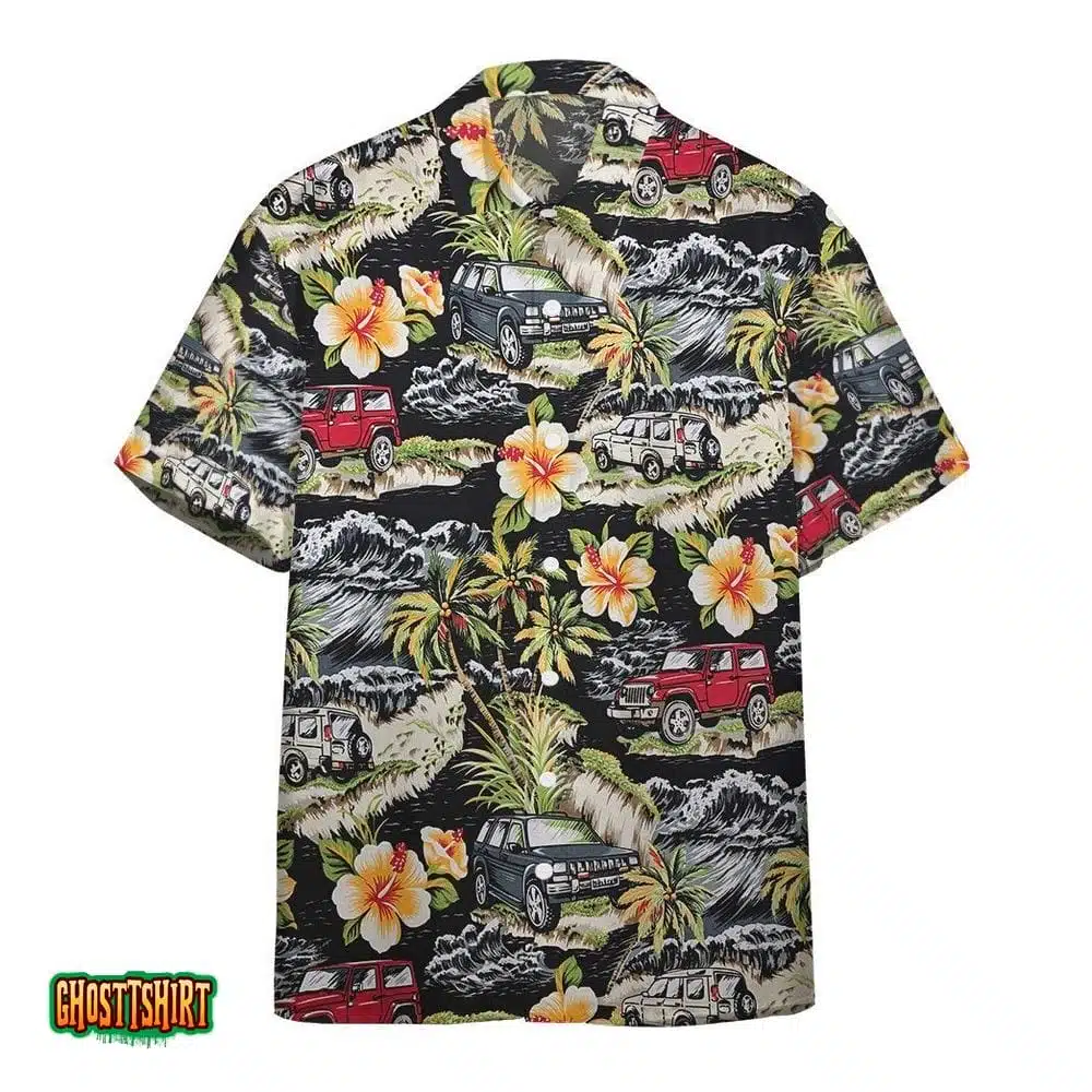 Vintage Pickup Trucks Black Aloha Hawaiian Shirt