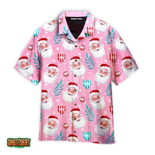 Vintage Santa Claus Pink Christmas Pattern Aloha Hawaiian Shirt